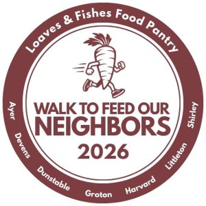 Loaves & Fishes Food Pantry Walk to Feed Our Neighbors Logo 2026 Ayer Devens Dunstable Groton Harvard Littleton Shirley