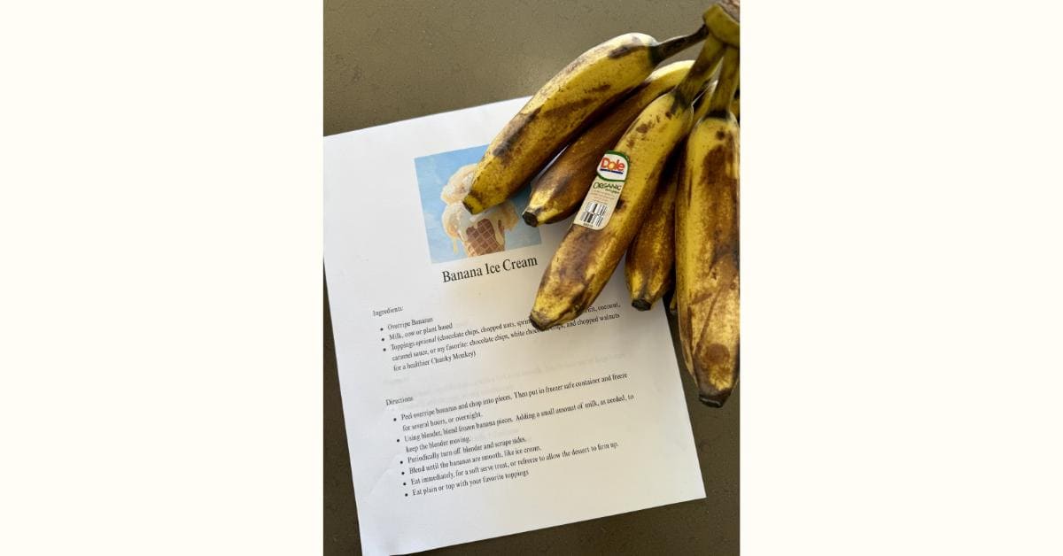 picture of ripe bananas with a recipe